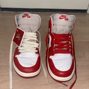 Nike Air Jordan Red and White High-Top Sneakers